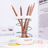 Office Stationery Metal Spring Hollow Acrylic Pencil Holder